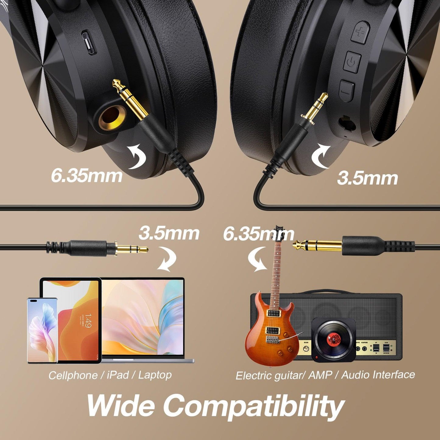 OneOdio® A70 Bluetooth & Wired Headphones, UK imported