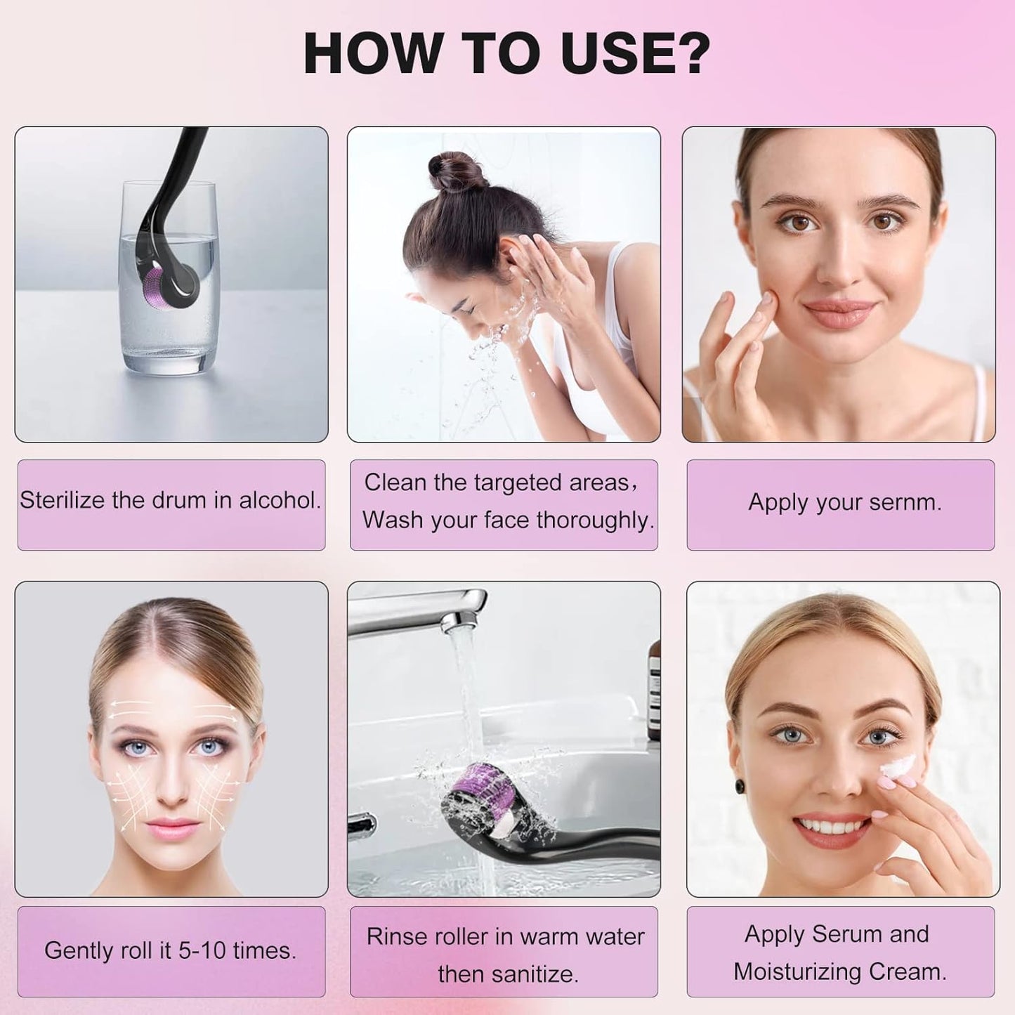 Derma Roller | Needles 0.5mm | 540 Titanium Micro Needles for Face | Beard Hair Growth and Scars Facial Roller Derma Rolling Skin Roller for Home Use