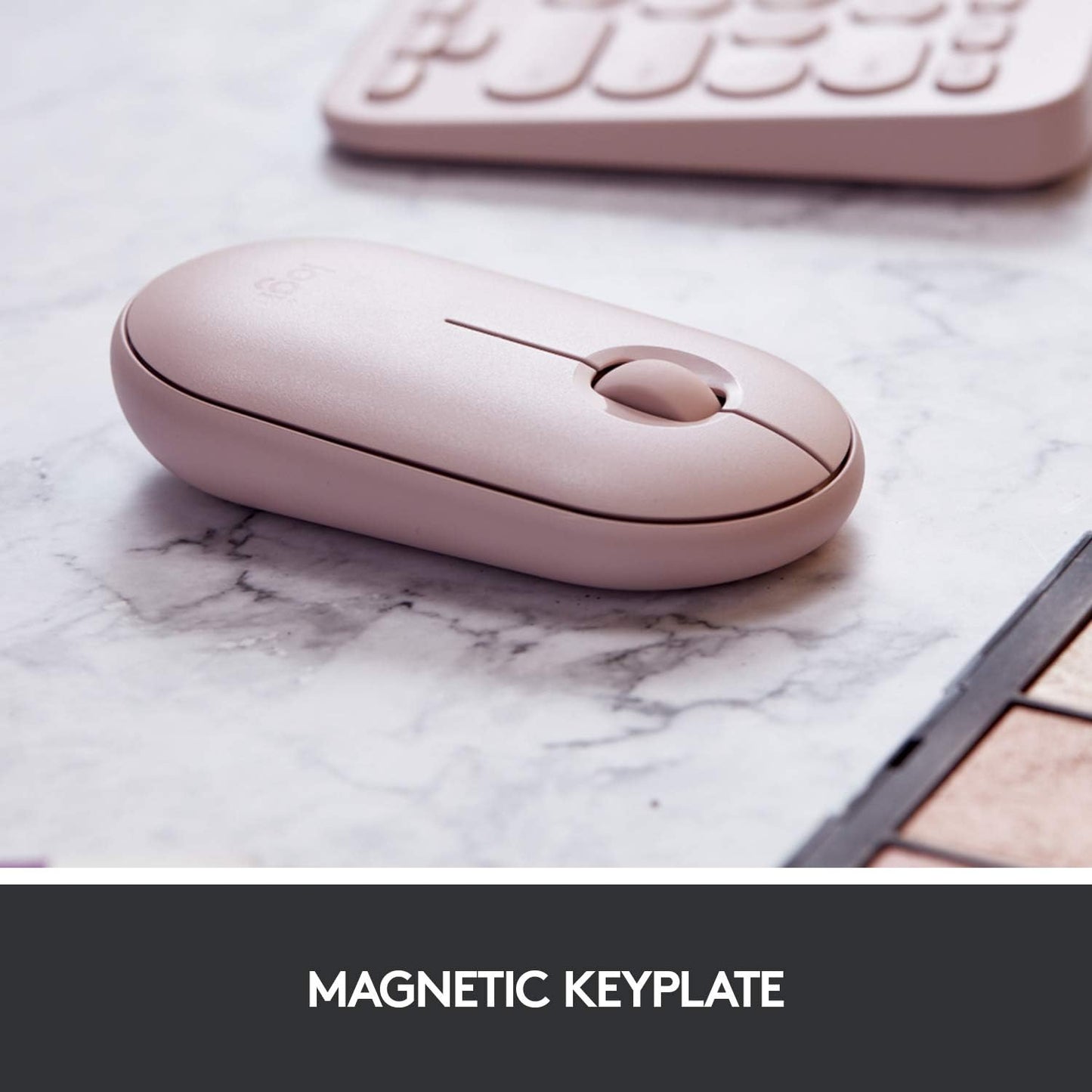 Logitech Pebble Wireless Mouse with Bluetooth or 2.4 GHz Receiver Silent click (Pink Rose)