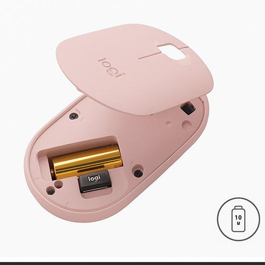 Logitech M350 Pebble Wireless Mouse with Bluetooth or 2.4 GHz Receiver Silent click (Pink Rose)